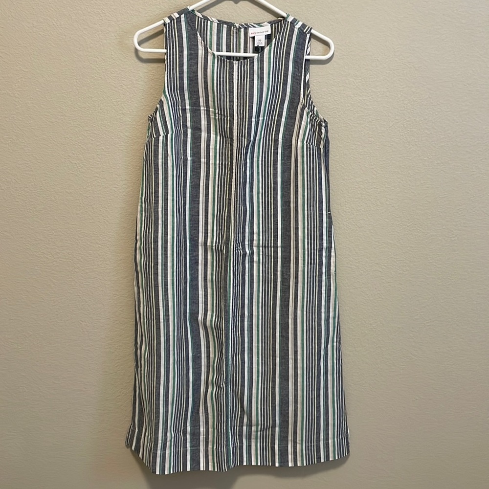 Liz Claiborne sleeveless stripe dress  XS Navy/green/white